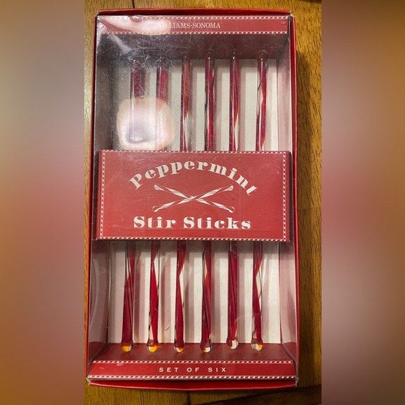 Williams Sonoma Glass Peppermint Stir Sticks - Red and White - Picture 3 of 4